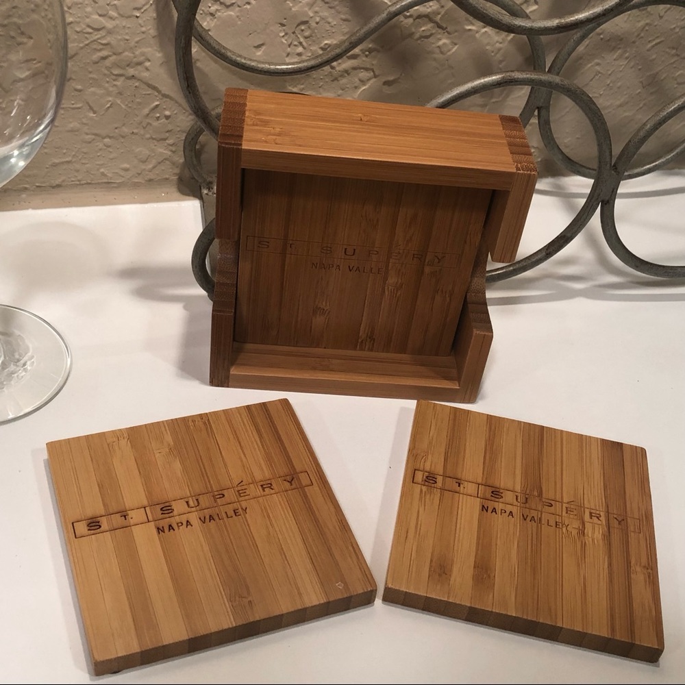Wooden Bamboo Wine Coasters Napa Valley St. Supery